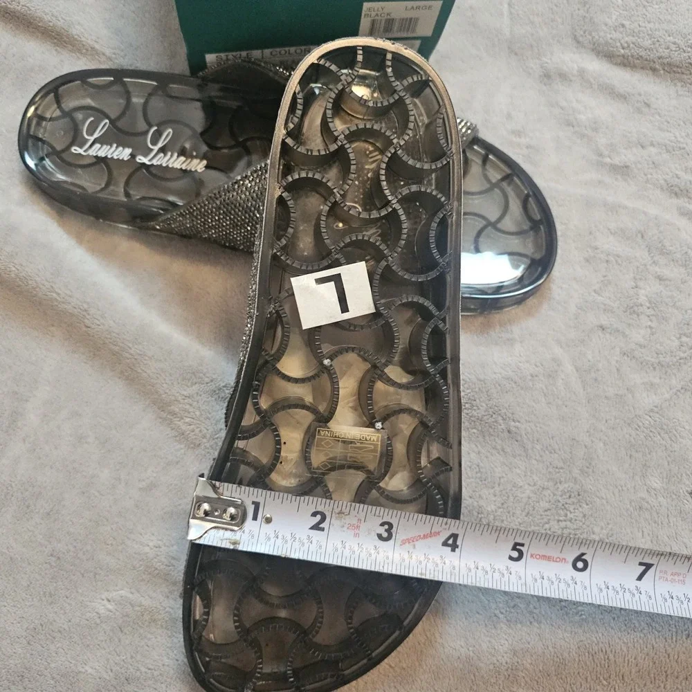 Lauren Lorraine Jelly Sandals Size Medium Black Crystal‎ Rhinestone Embellished